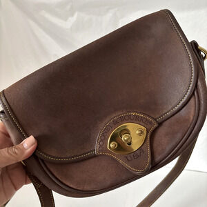 Dooney & Bourke Gundelta Saddle Bag Crossbody Leather Brown Vintage Equestrian
